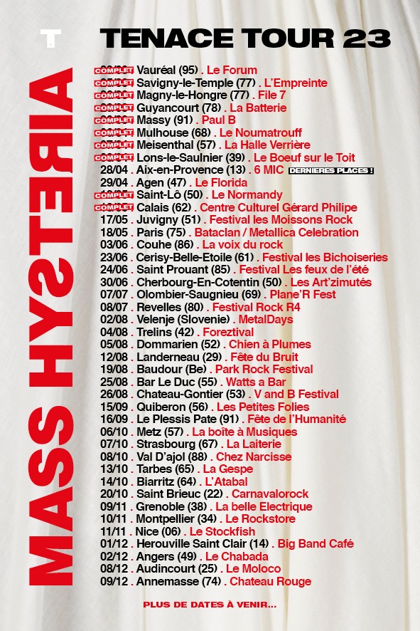 Mass Hysteria HexaLive tournée 2023 tenace